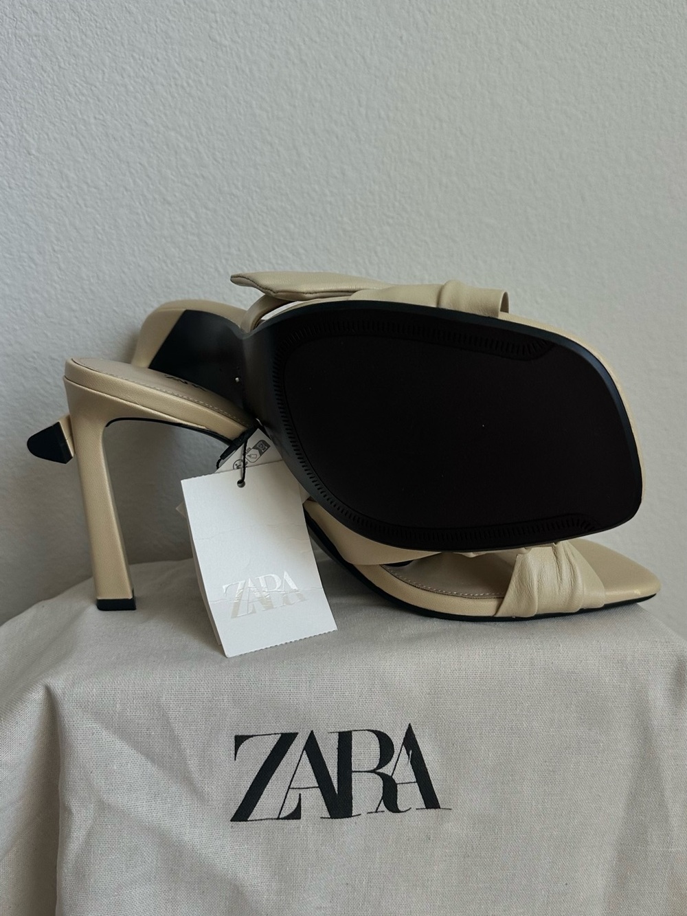 ZARA Leather Knot Mules Heels - Picture 4 of 8